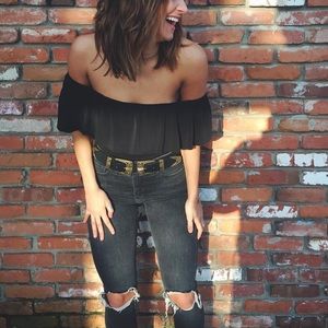 Black Off the Shoulder Bodysuit